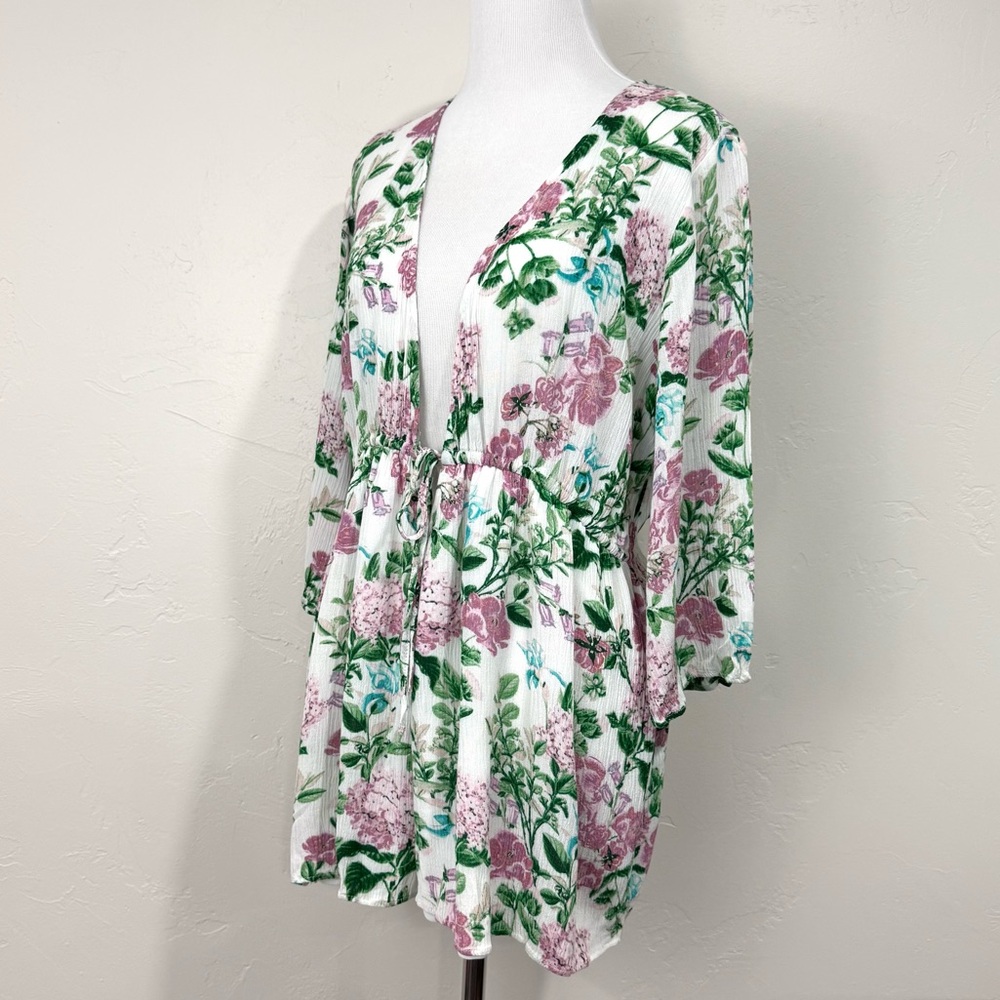 Show Me Your MuMu Floral V-neck Romper Tie Waist Oversize Relaxed Boho Summer